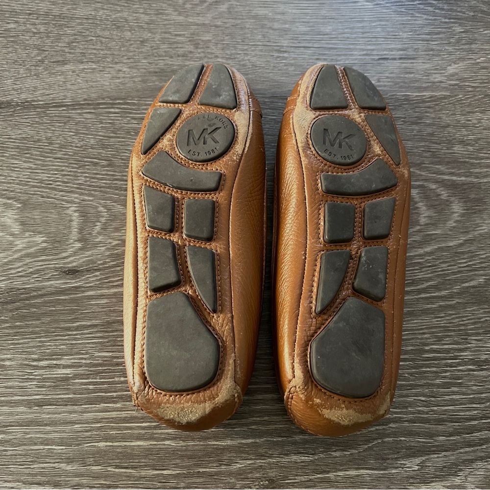Michael Kors Tan Leather Loafers with Gold Accent - Picture 4 of 5